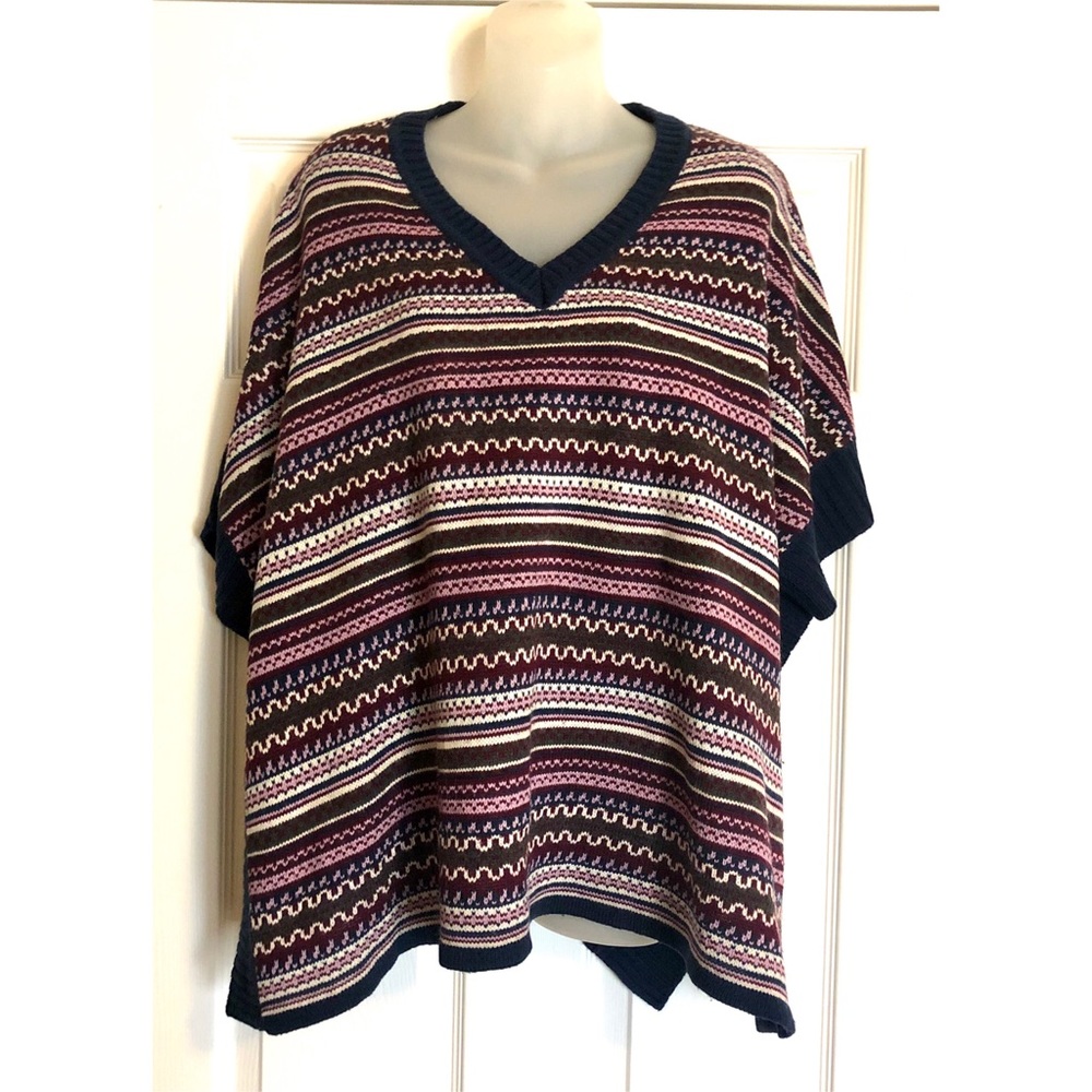 Freshman Forever Blue & Pink Sweater Poncho
